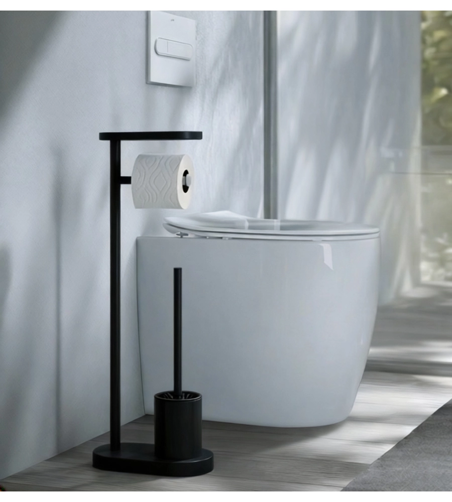 Piantana portarotolo e scopino wc Gedy "Elios" in metallo nero matt