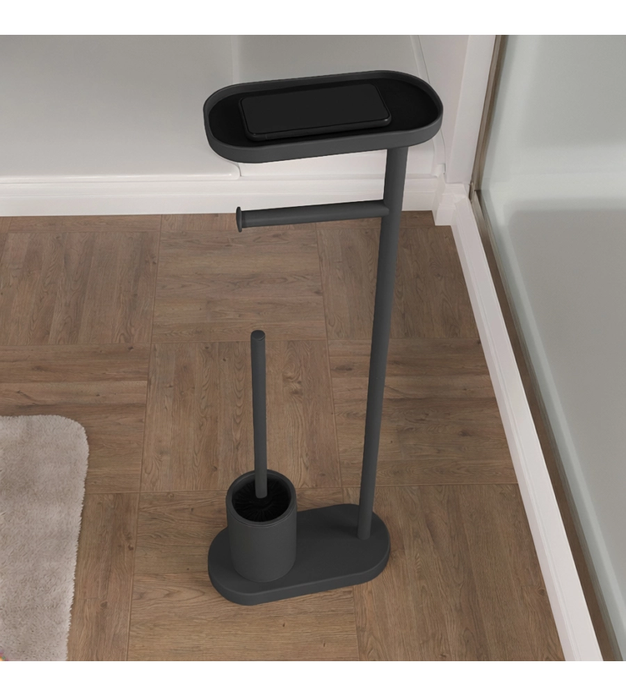 Piantana portarotolo e scopino wc Gedy "Elios" in metallo nero matt