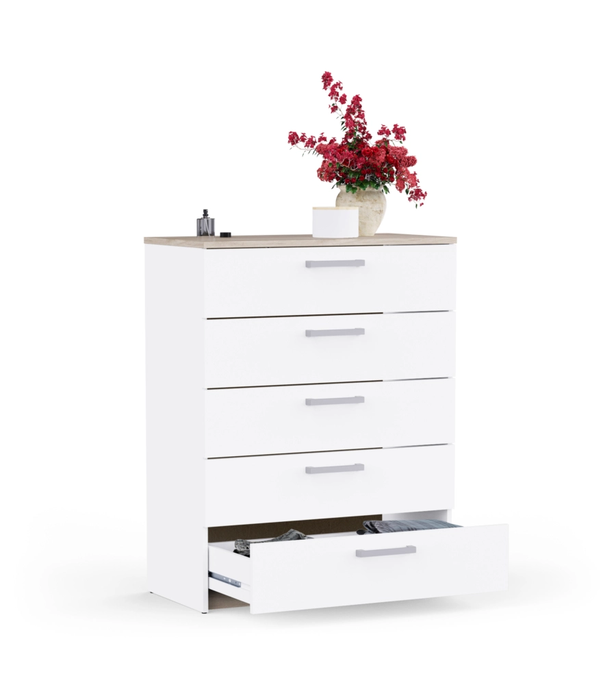 Cassettiera 5 cassetti "Watson" bianco 79,6x41,1x102,5 cm
