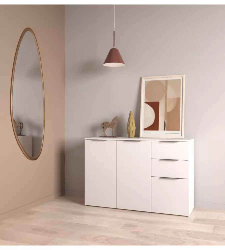 Madia "Ghost" 2+1 ante +2 cassetti bianco 42x13x127 cm