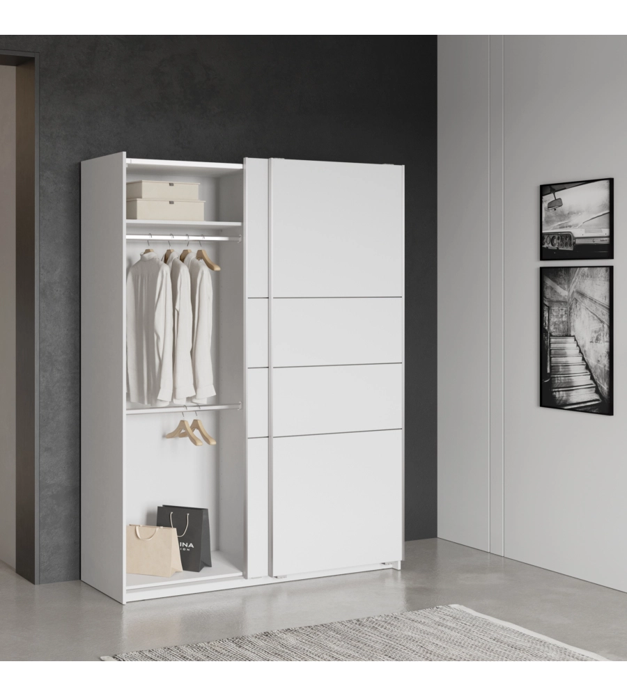 Armadio 2 ante scorrevoli "Fast 2" bianco 148x60x203 cm