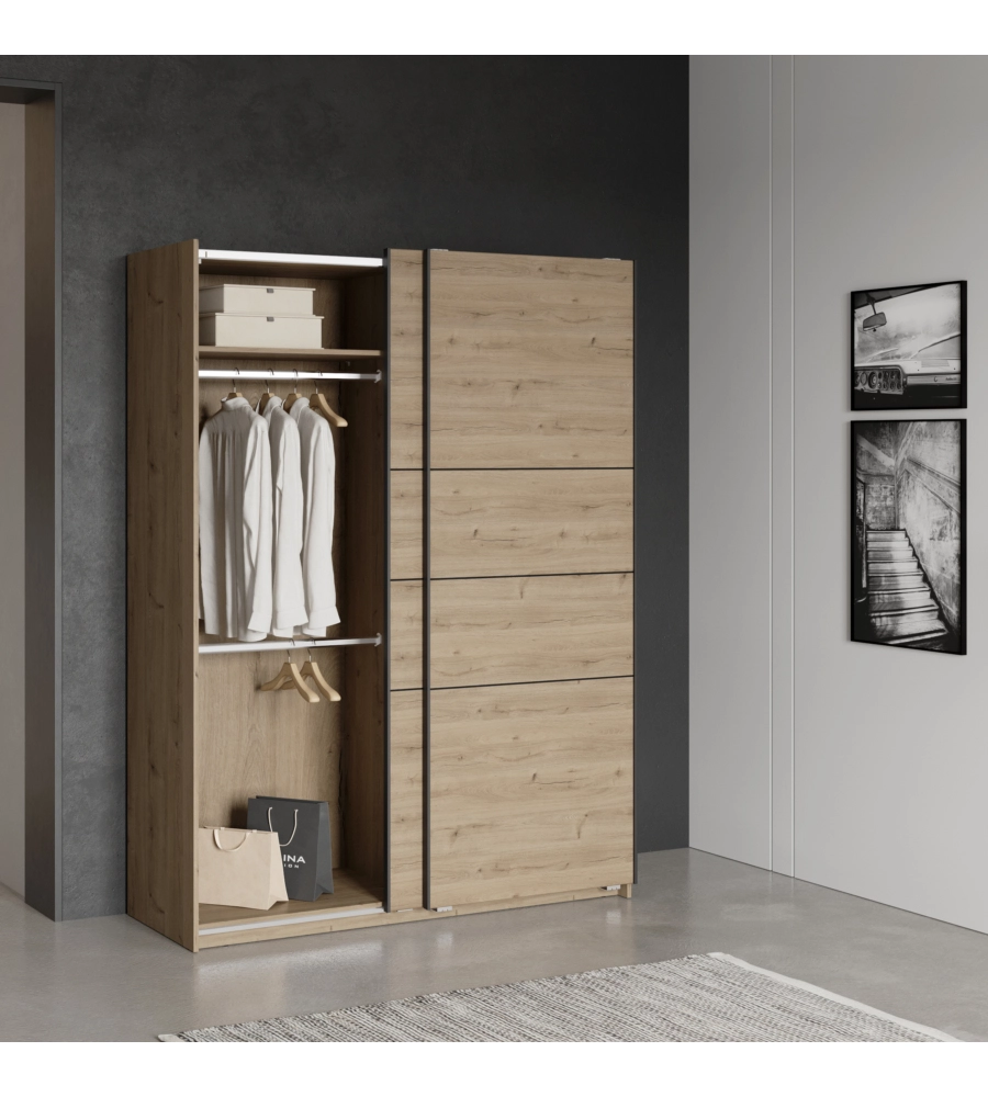 Armadio 2 ante scorrevoli "Fast 2" quercia 148x60x203 cm