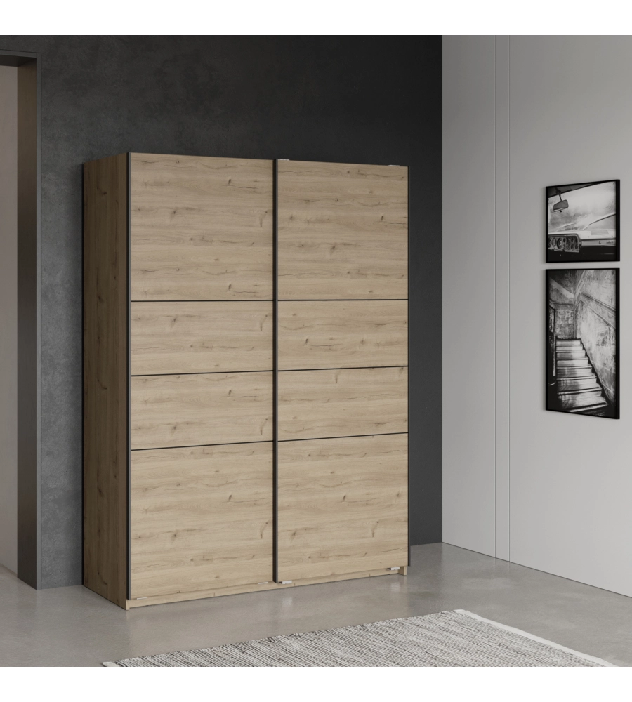 Armadio 2 ante scorrevoli "Fast 2" quercia 148x60x203 cm