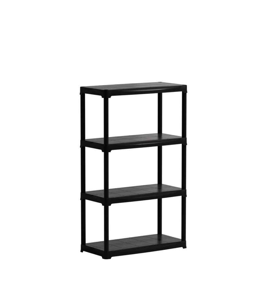 SCAFFALE 4 RIPIANI IN POLIPROPILENE ARTPLAST "TEMPO" NERO PORTATA 150 KG 80X40X133 CM