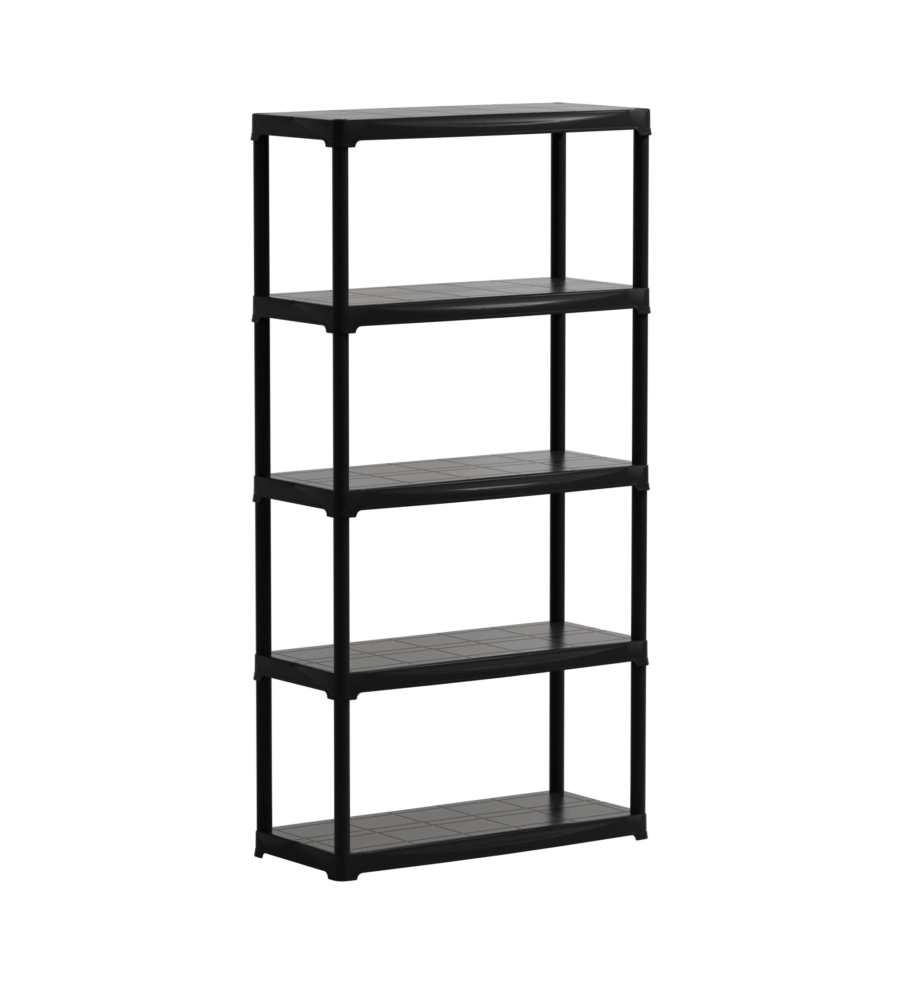SCAFFALE 5 RIPIANI IN POLIPROPILENE ARTPLAST "TEMPO" NERO PORTATA 180 KG 90X40X176 CM