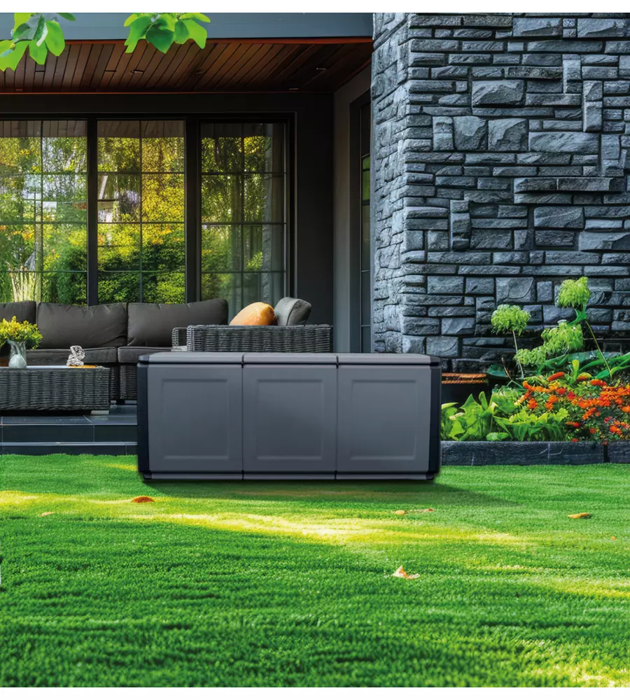 BAULE DA ESTERNO ARTPLAST "CUBE" IN POLIPROPILENE NERO 330 LT 132X53X57 CM