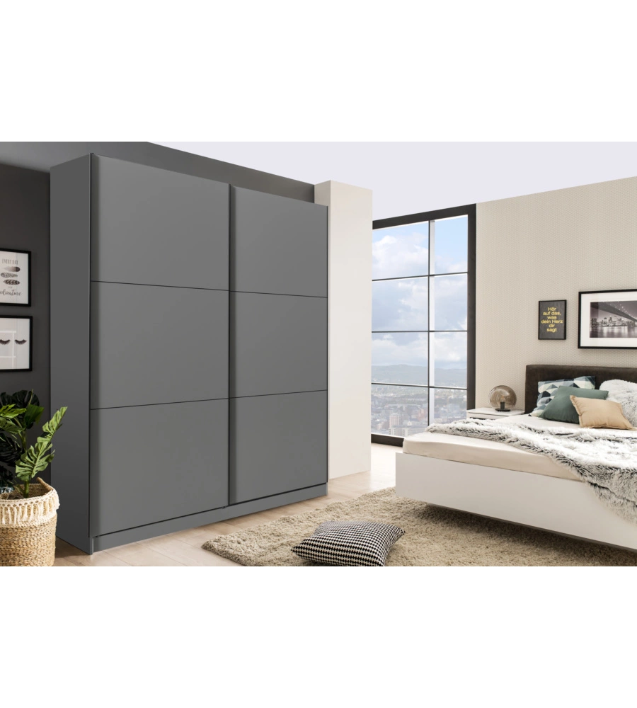 Armadio 2 ante scorrevoli "Siena" grigio opaco 217x62,5x210 cm