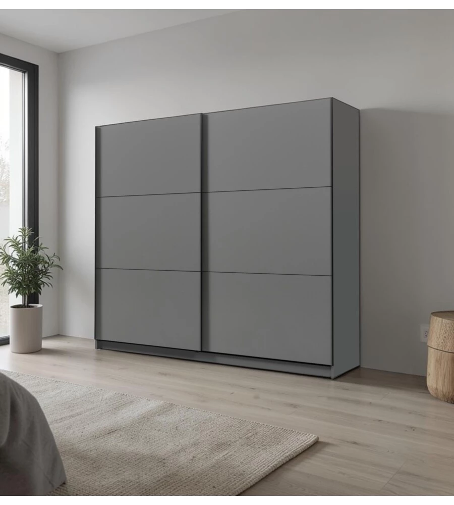 Armadio 2 ante scorrevoli "Siena" grigio opaco 217x62,5x210 cm