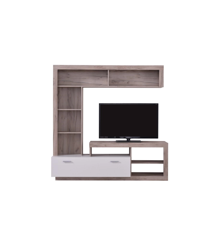 Parete da soggiorno BellaHome "Genova" quercia e bianco 170,5x41,5x170,5 cm