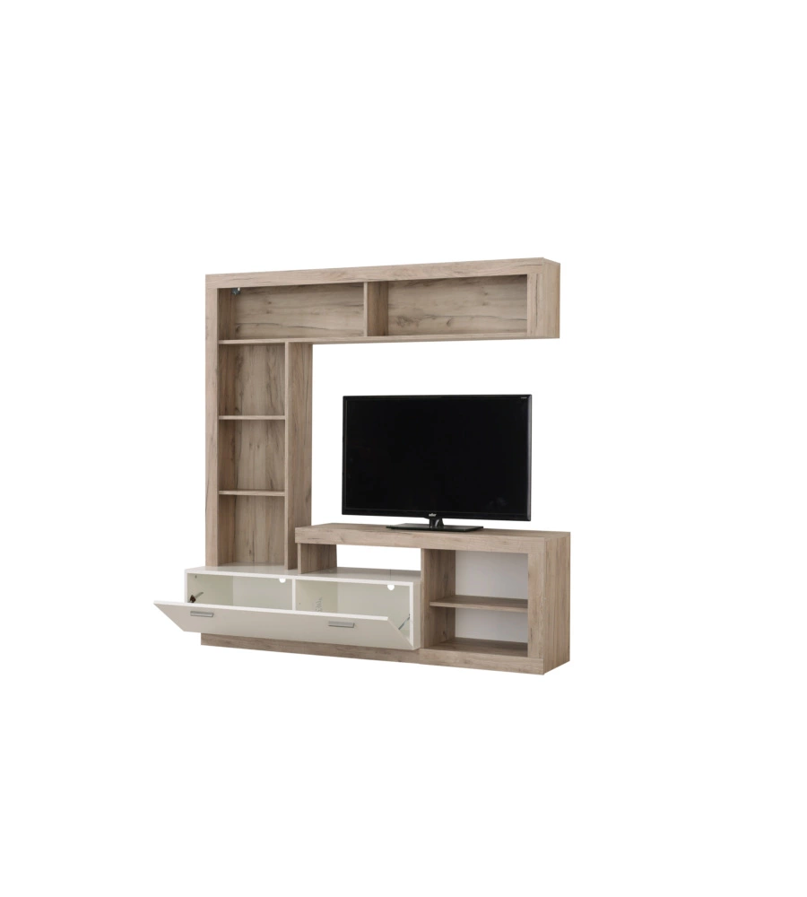 Parete da soggiorno BellaHome "Genova" quercia e bianco 170,5x41,5x170,5 cm