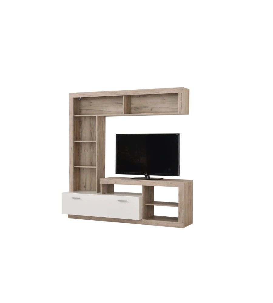 Parete da soggiorno BellaHome "Genova" quercia e bianco 170,5x41,5x170,5 cm