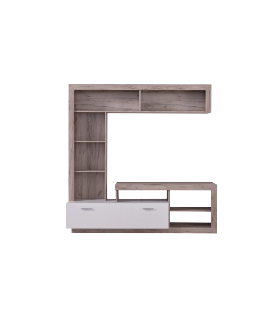 Parete da soggiorno BellaHome "Genova" quercia e bianco 170,5x41,5x170,5 cm