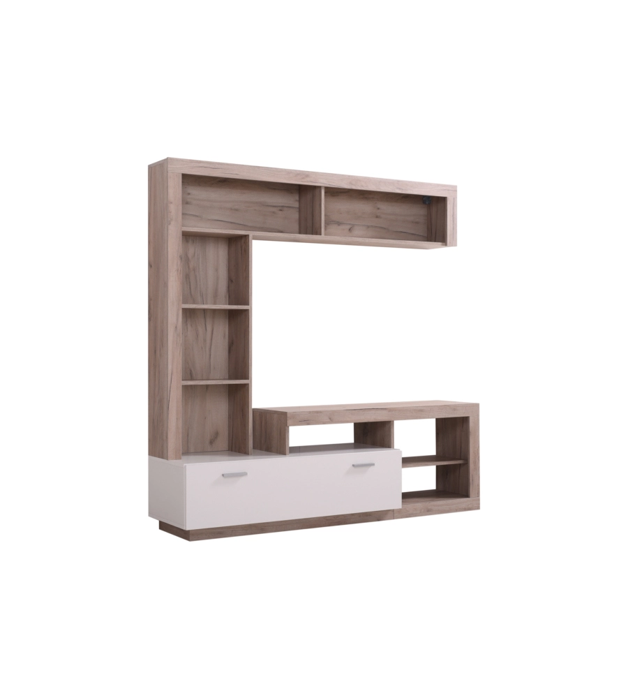 Parete da soggiorno BellaHome "Genova" quercia e bianco 170,5x41,5x170,5 cm