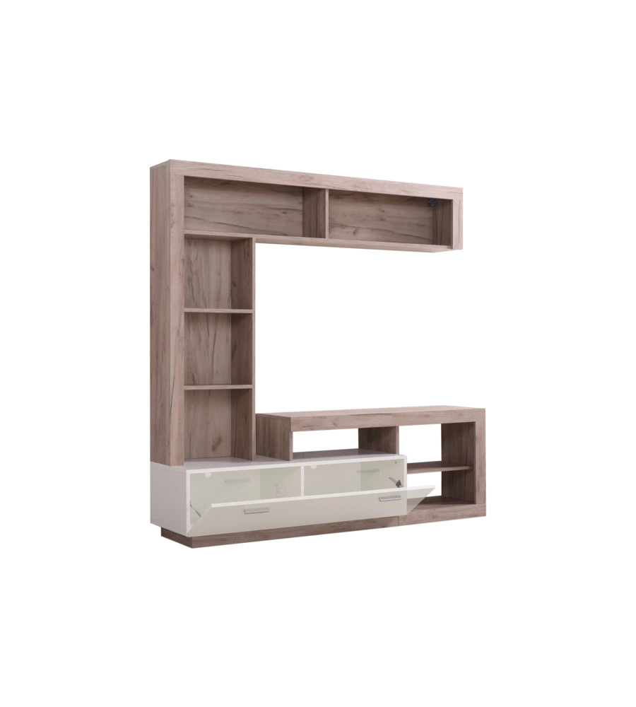 Parete da soggiorno BellaHome "Genova" quercia e bianco 170,5x41,5x170,5 cm