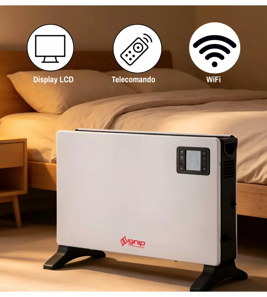 Termoconvettore digitale Ignip bianco con display LCD e wi-fi 2000W