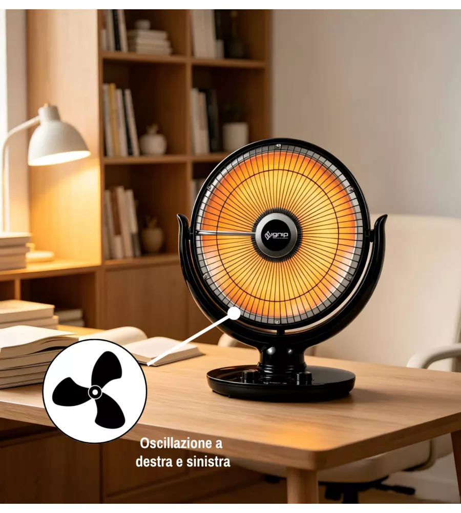 Stufa elettrica al carbonio da appoggio Ignip nero 1000W