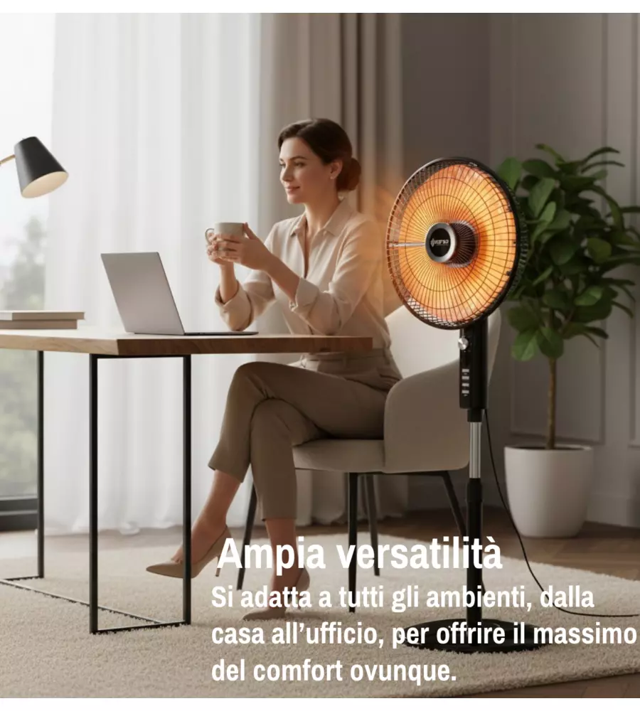 Stufa elettrica al carbonio a piantana Ignip nero 1000W