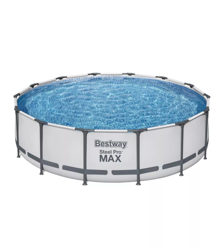 PISCINA FUORI TERRA CON STRUTTURA ROTONDA BESTWAY "STEEL PRO MAX" CON POMPA FILTRO, CARTUCCIA, COPERTURA, SCALETTA 427X427X107 CM - COD. 56950-3