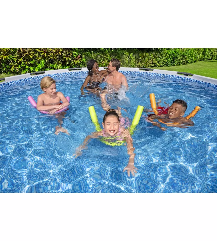 PISCINA FUORI TERRA CON STRUTTURA ROTONDA BESTWAY "STEEL PRO MAX" CON POMPA FILTRO, CARTUCCIA. SCALETTA, COPERTURA PISCINA 457X457X122 CM - COD. 56438-5