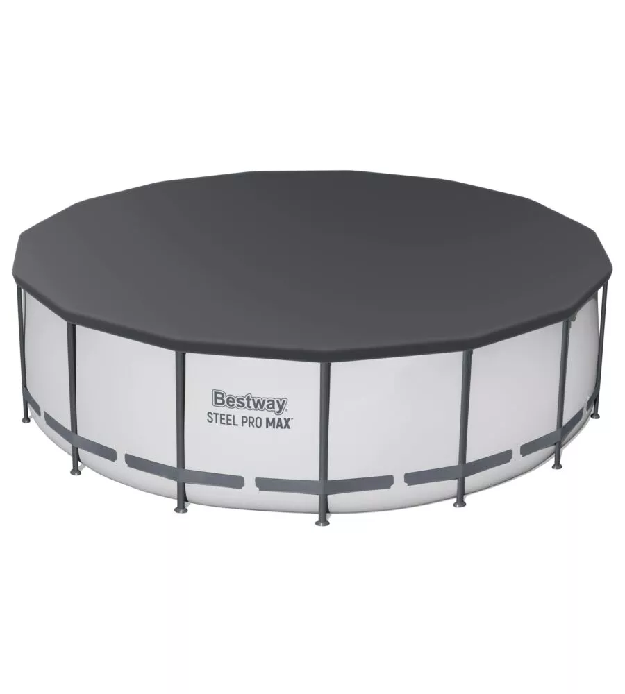 PISCINA FUORI TERRA CON STRUTTURA ROTONDA BESTWAY "STEEL PRO MAX" CON POMPA FILTRO, CARTUCCIA. SCALETTA, COPERTURA PISCINA 457X457X122 CM - COD. 56438-5