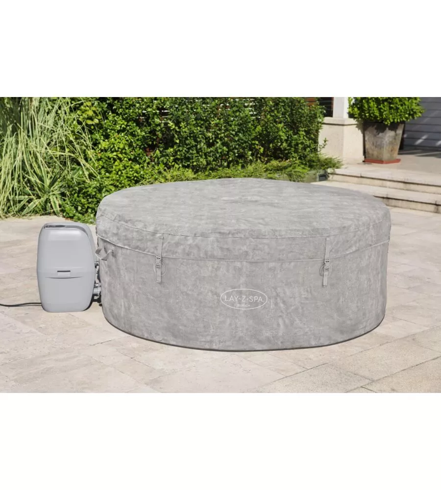 PISCINA IDROMASSAGGIO GONFIABILE BESTWAY "LAY-Z-SPA ZURICH ENERGY SENSE AIRJET" CON CARTUCCIA, CHEMCONNCET E COPERTURA 4 POSTI 180X180X66 CM - COD. 60065