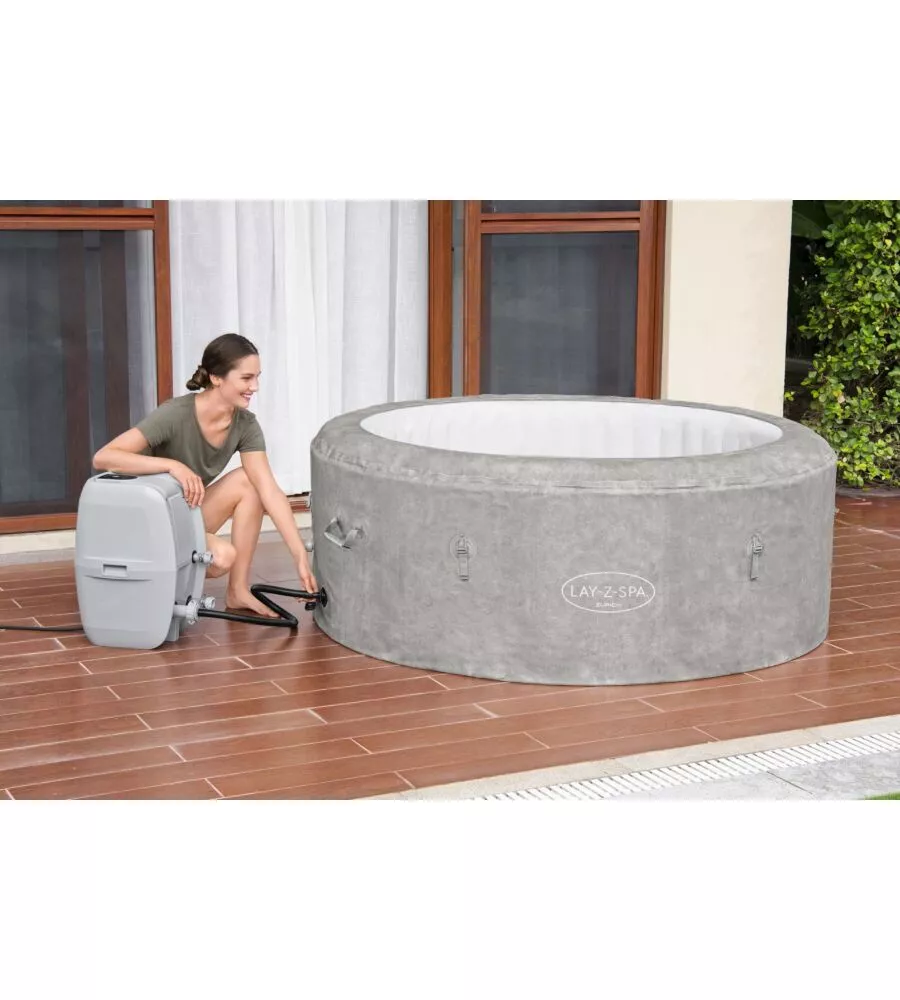 PISCINA IDROMASSAGGIO GONFIABILE BESTWAY "LAY-Z-SPA ZURICH ENERGY SENSE AIRJET" CON CARTUCCIA, CHEMCONNCET E COPERTURA 4 POSTI 180X180X66 CM - COD. 60065