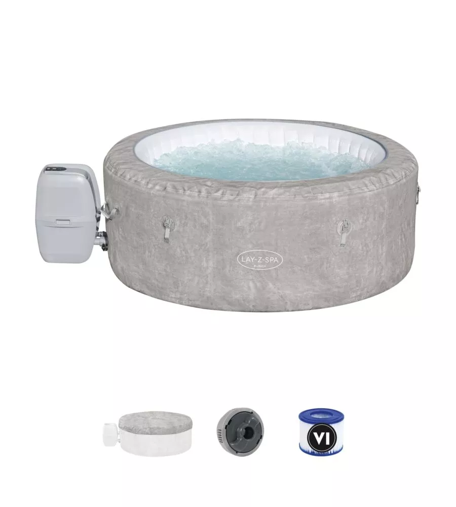 PISCINA IDROMASSAGGIO GONFIABILE BESTWAY "LAY-Z-SPA ZURICH ENERGY SENSE AIRJET" CON CARTUCCIA, CHEMCONNCET E COPERTURA 4 POSTI 180X180X66 CM - COD. 60065