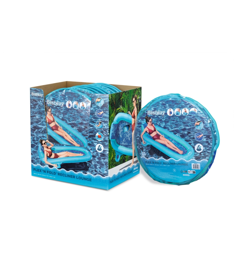 MATERASSINO GONFIABILE BESTWAY "FLEX 'N FOLD RECLINER LOUNGE" BLU 188X98X38 CM - COD. 43733