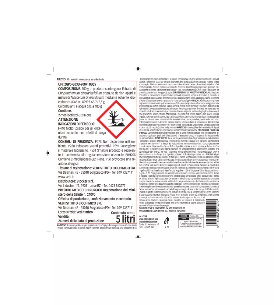 Repellente antizanzare Stocker "Pirekraft" 5 lt