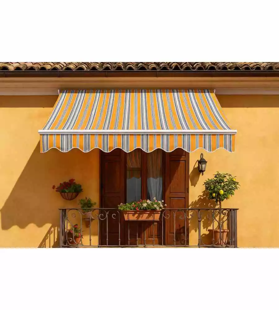 Tenda da sole a barra quadra Essenza fantasia riga gialla 250x200 cm