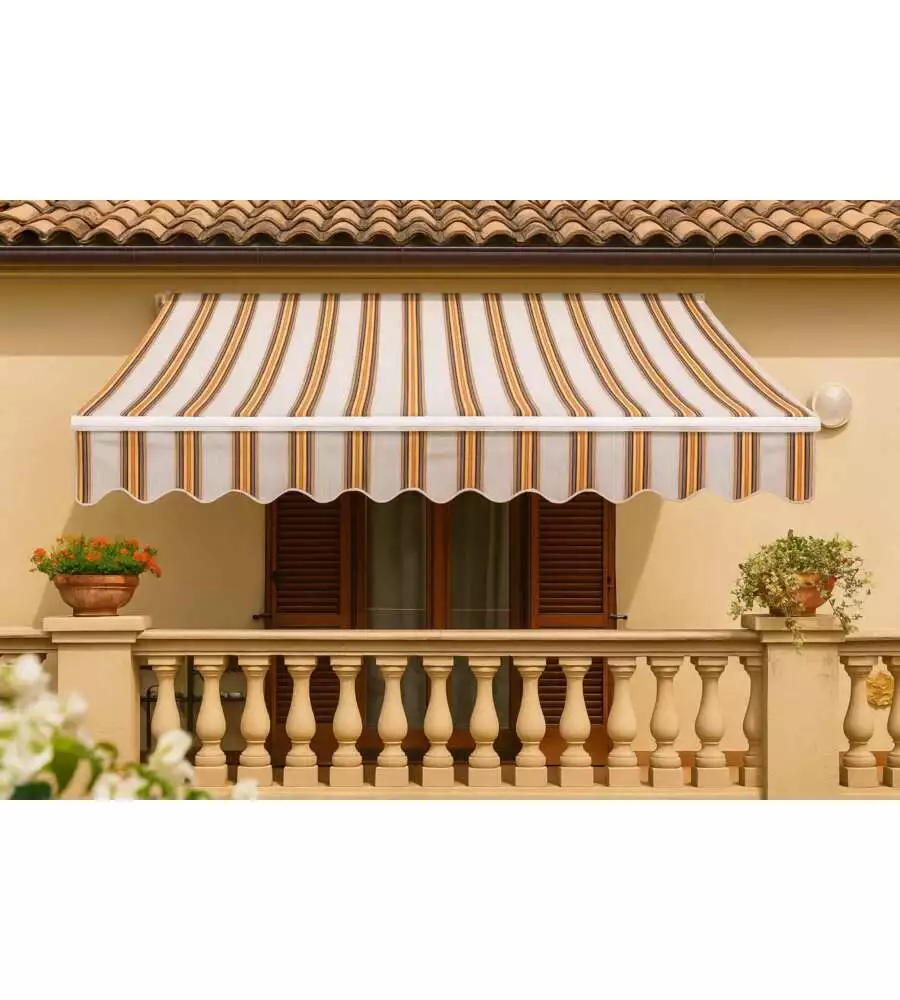 Tenda da sole a barra quadra Essenza fantasia riga beige 250x200 cm