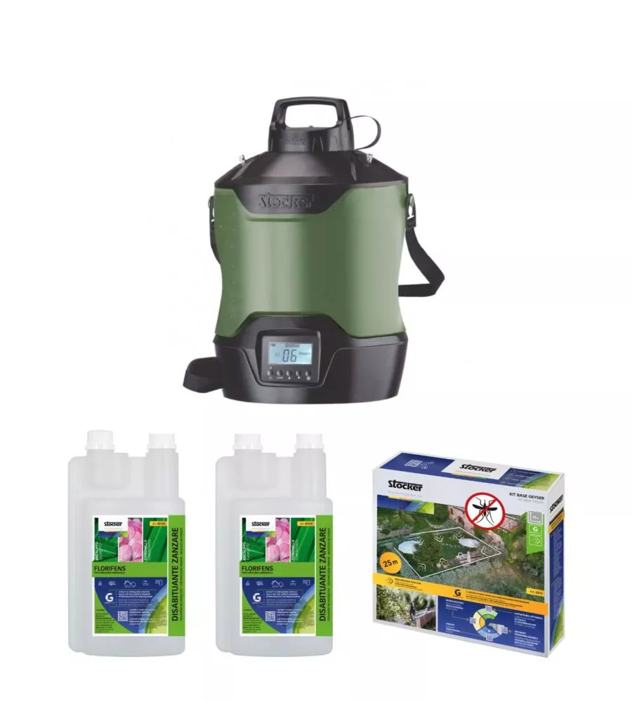 Kit antizanzare Stocker Geyser "Base" 12L con "Florifens" ed "Etokraft"