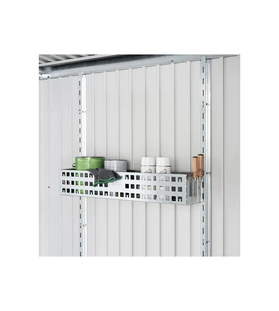 Set  2 pezzi cestino porta oggetti da parete per casetta da giardino Biohort argento metallizzato