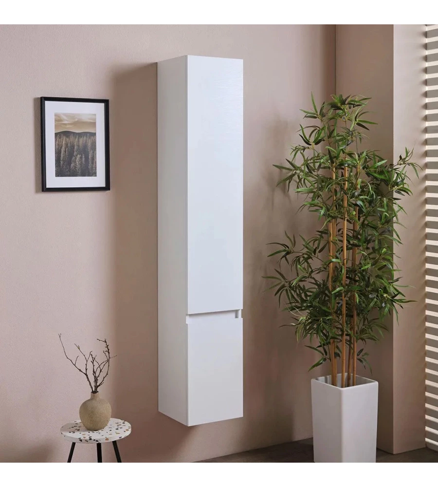 Colonna pensile sospesa "Garda" 2 ante bianco 31,5x31,5x136 cm