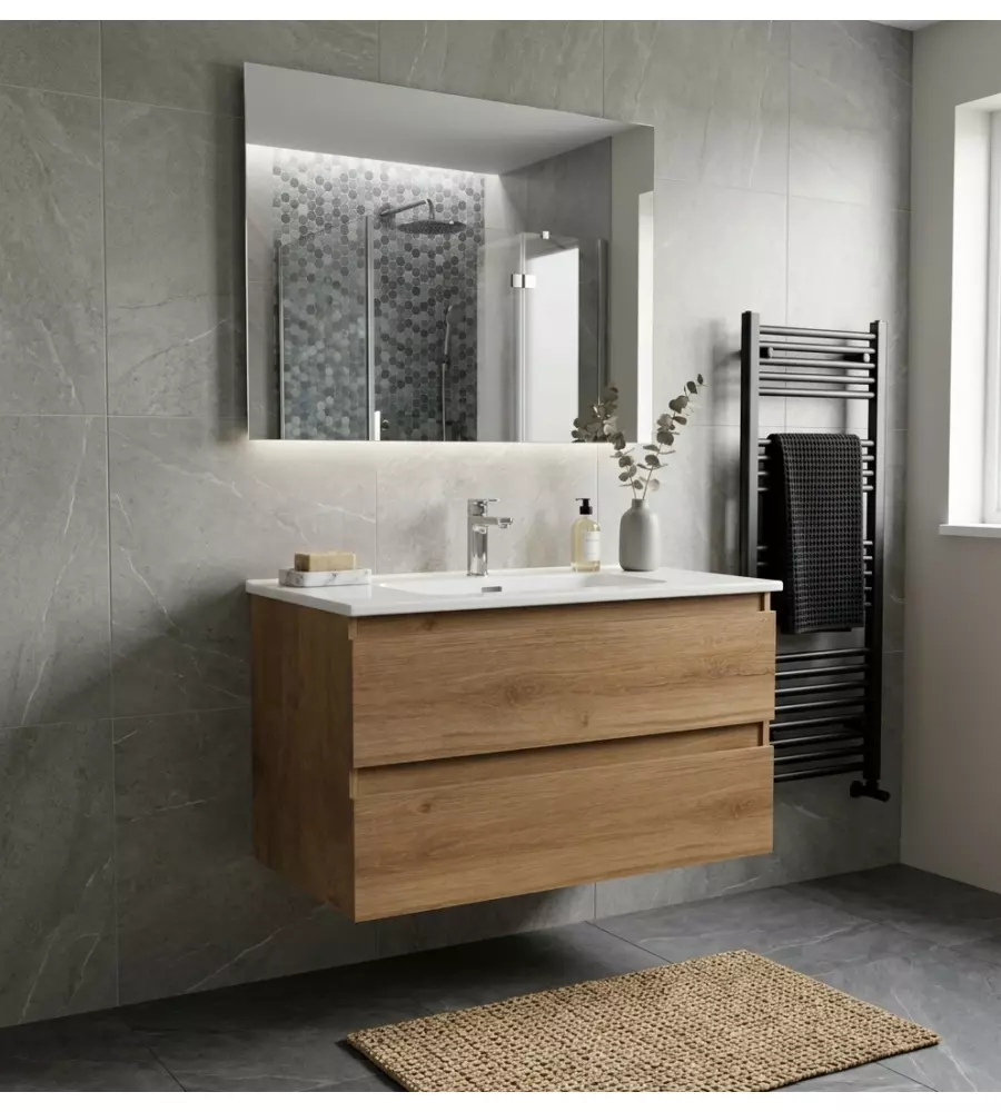 Mobile bagno sospeso "Dafne" 2 cassetti rovere 81x46x51,2 cm