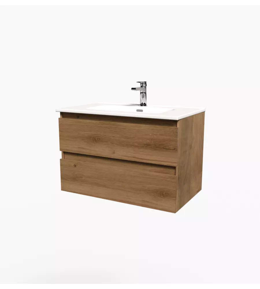 Mobile bagno sospeso "Dafne" 2 cassetti rovere 81x46x51,2 cm