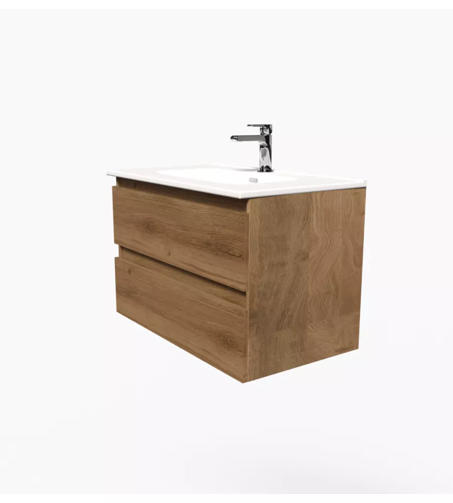 Mobile bagno sospeso "Dafne" 2 cassetti rovere 81x46x51,2 cm