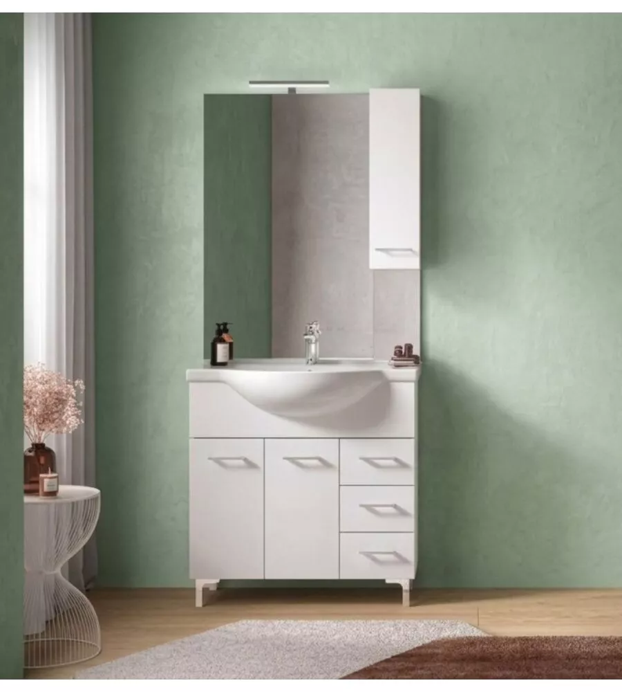 Completo mobile bagno "Gaia 1105" bianco nordico 105x90x50 cm