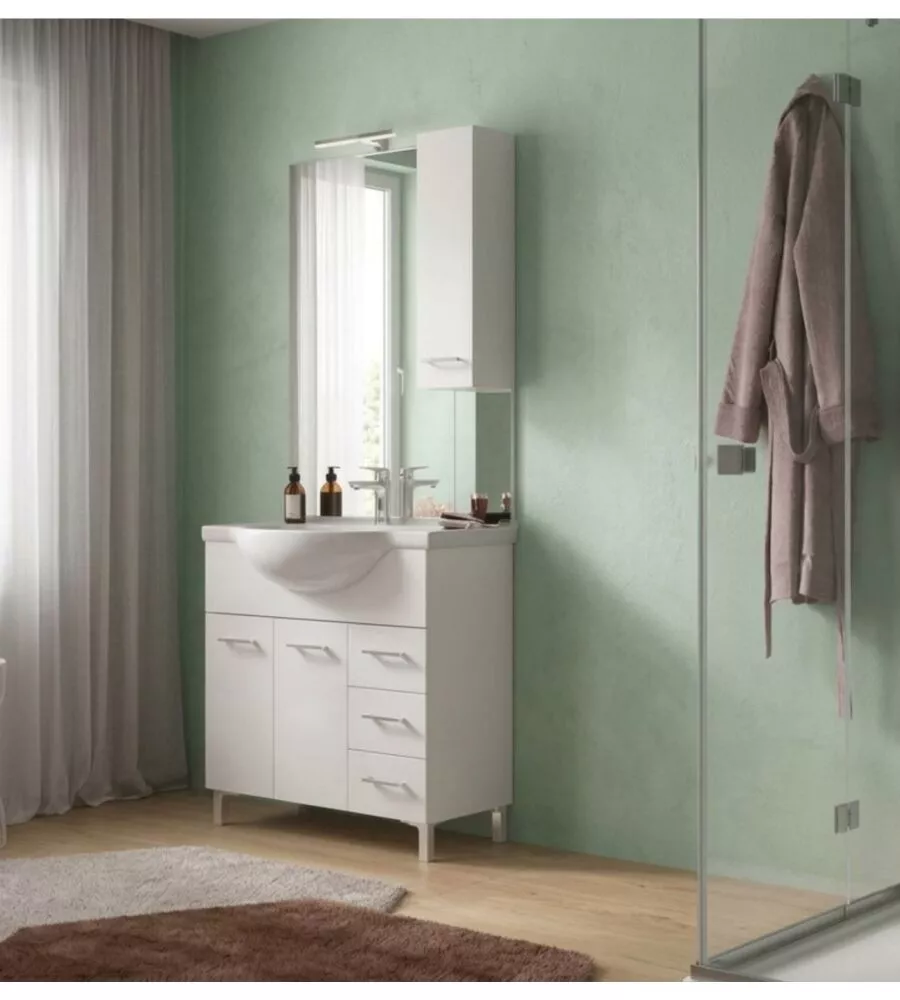 Completo mobile bagno "Gaia 1105" bianco nordico 105x90x50 cm