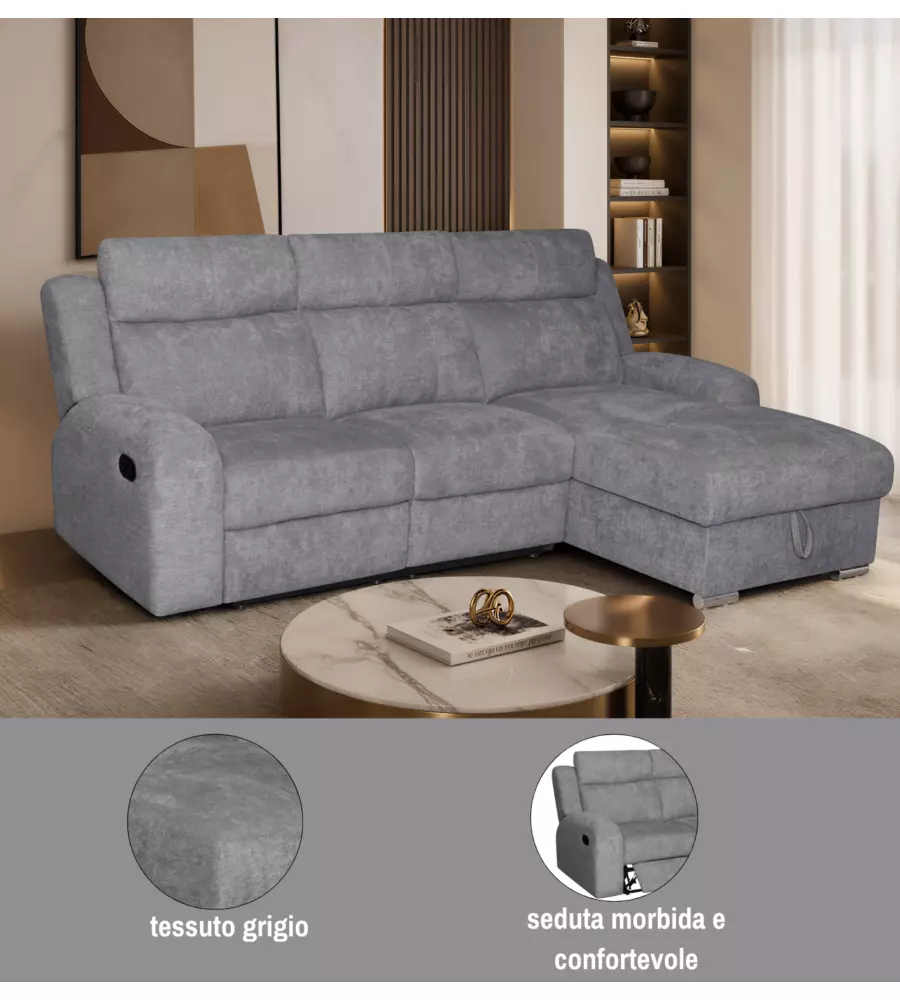 Divano angolare destro Bellahome "Astrid" grigio 247x94/159x104 cm
