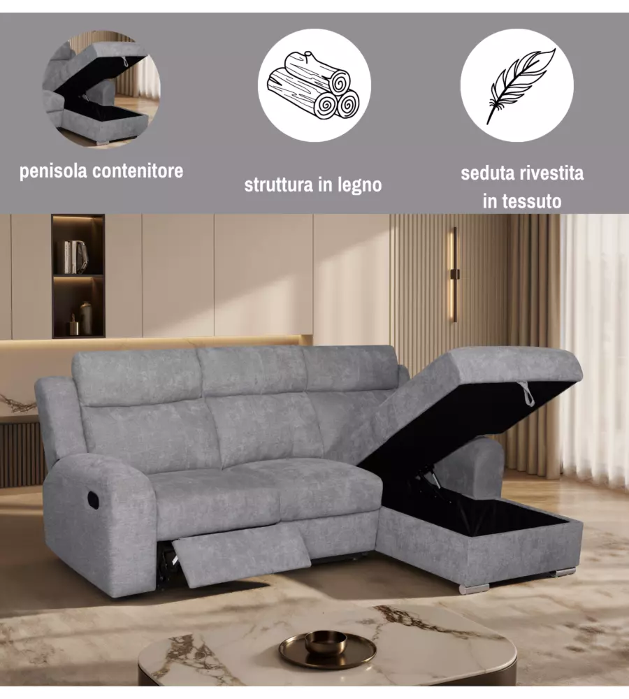 Divano angolare destro Bellahome "Astrid" grigio 247x94/159x104 cm