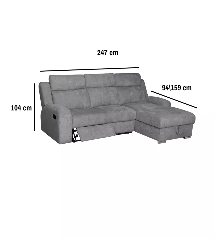 Divano angolare destro Bellahome "Astrid" grigio 247x94/159x104 cm