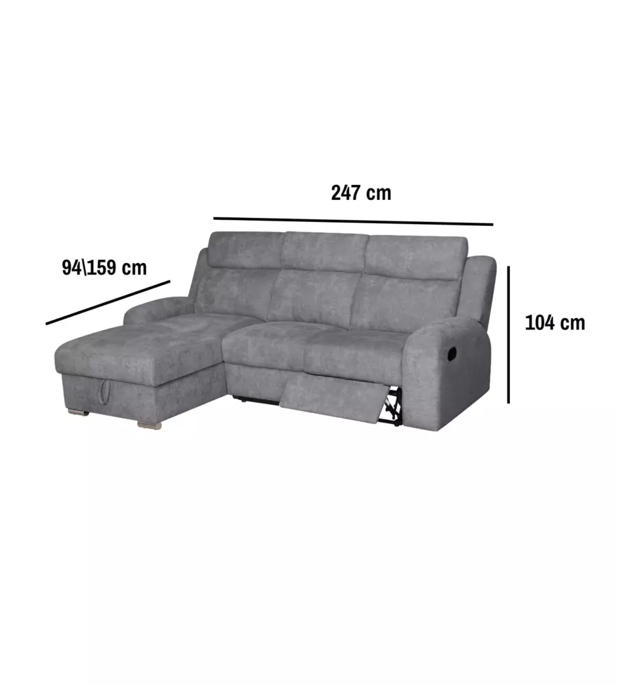 Divano angolare sinistro Bellahome "Astrid" grigio 247x94/159x104 cm