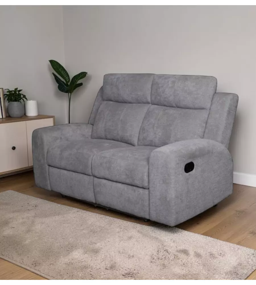 Divano 2 posti Bellahome "Astrid" grigio con recliner 171x94x104 cm