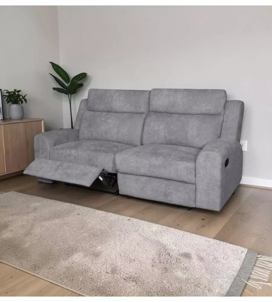 Divano 3 posti Bellahome "Astrid" grigio con recliner 210x94x104 cm