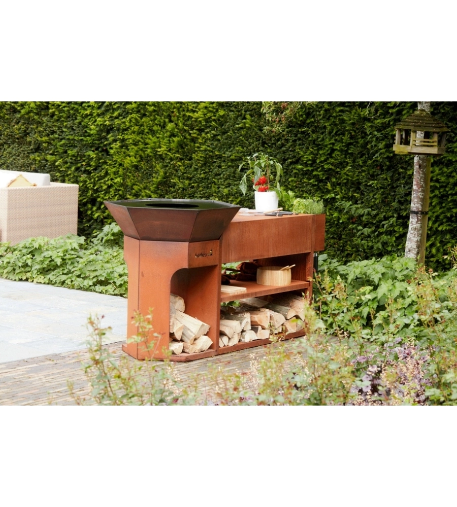 Barbecue a legna Barbecook "Nestor Island" con piano di lavoro 80x90 cm