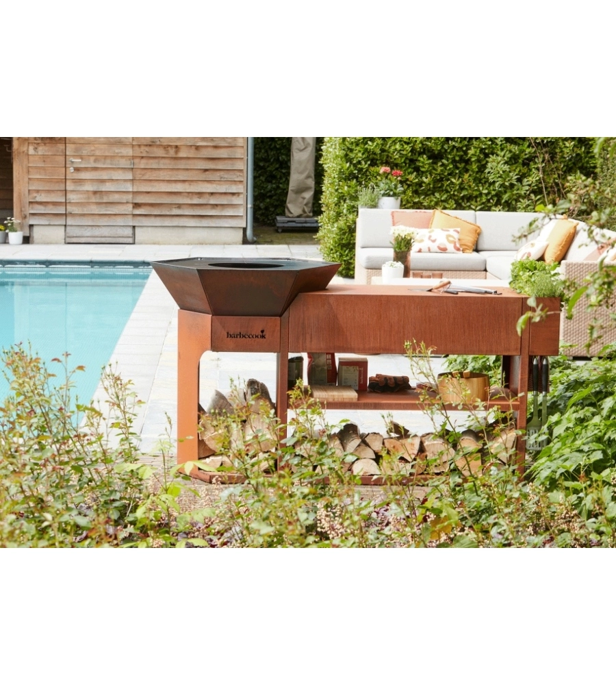 Barbecue a legna Barbecook "Nestor Island" con piano di lavoro 80x90 cm