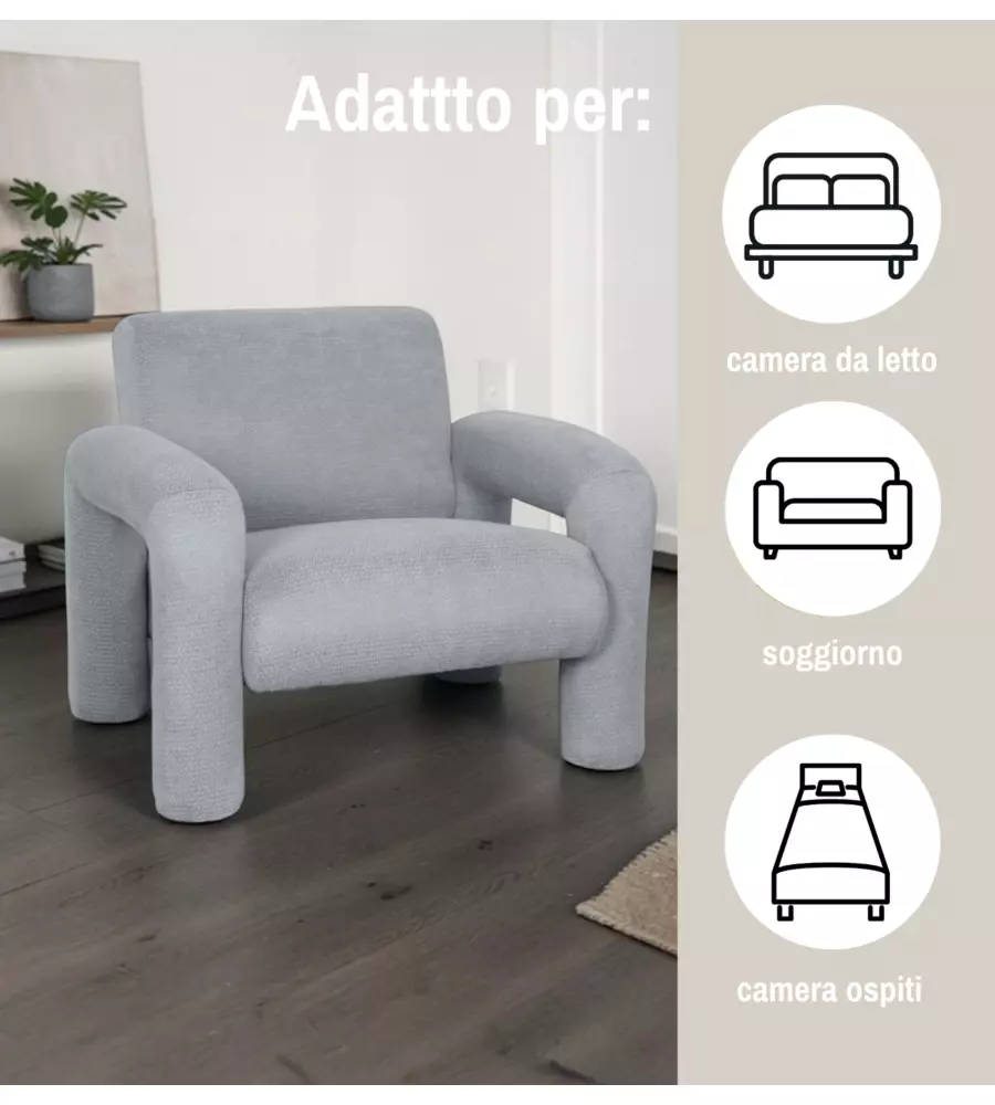 Poltroncina Bellahome "Cleo" grigio 86x79x72 cm