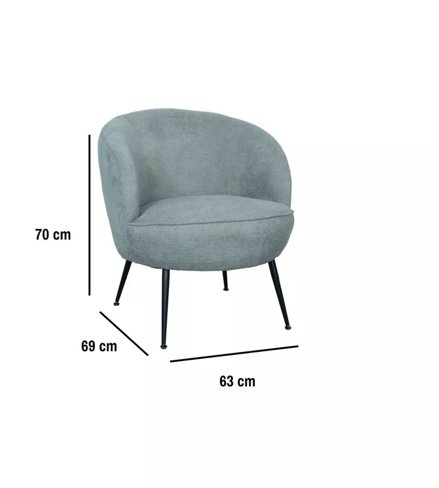Poltroncina Bellahome "Nora" in velluto salvia 63x69x70 cm