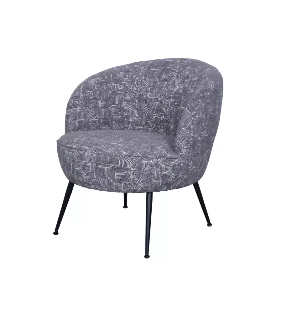 Poltroncina Bellahome "Nora" in velluto fantasia bianco e grigio 63x69x70 cm